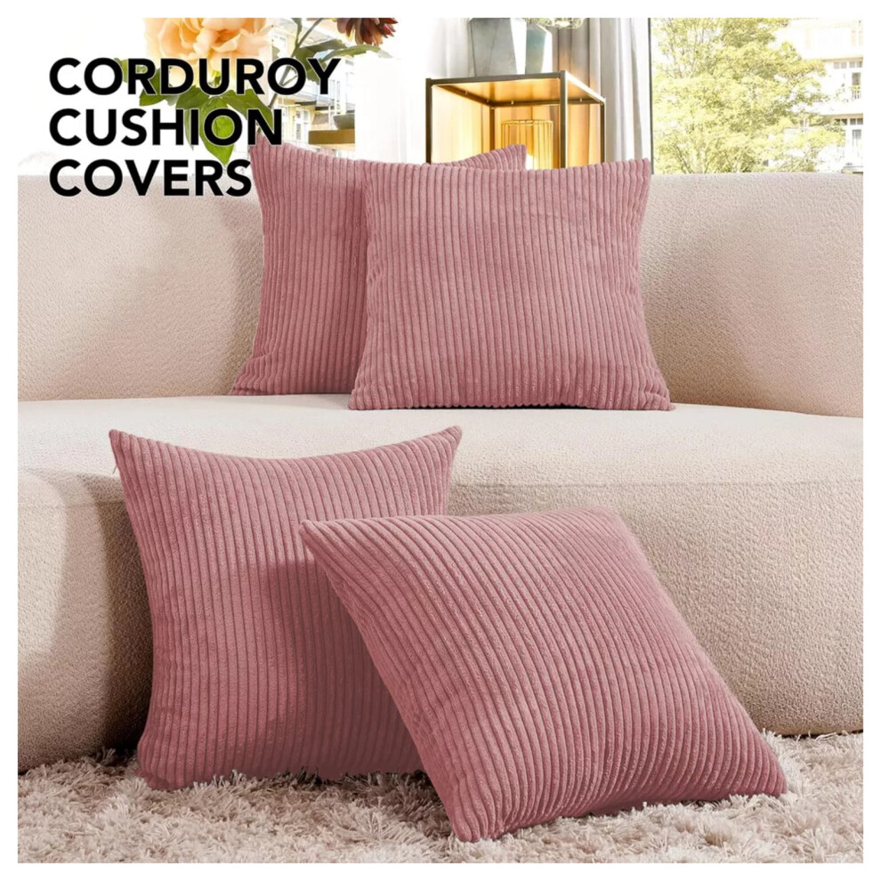 (4 Cushion Cover Pink Pattern) 4 Velvet Cushion Cover Home Decor Sofa Bed & Chair-image-OPC-PDYZ9X7-NEW