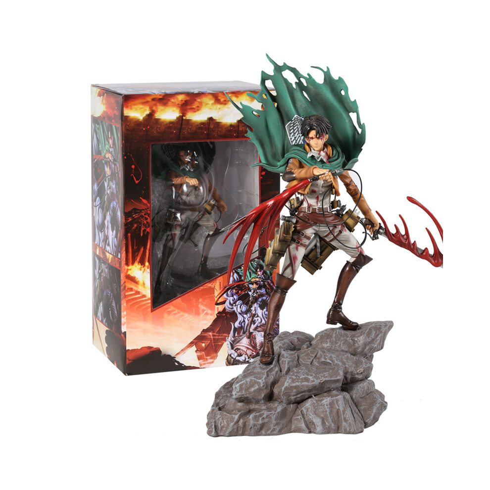 (36cm box) Attack on Titan Mikasa Levi Ackerman Battle Damage Ver Figure Statue Model