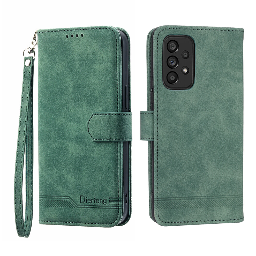 (Green, Samsung A53 5G) For Samsung Galaxy Case, Leather Wallet Flip Case With Strap