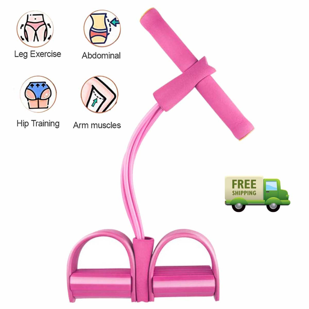 Photos - TRX & CrossFit  Foot Pedal Rope 4 Tube Resistance Rope Fitness Exercise Pedal Rope Sit Up Pull Up Equipment Yoga Band(Pink)