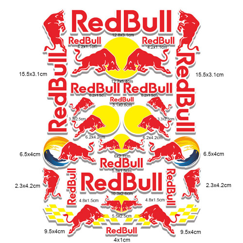 (A8042) Vinly Red Bull Sticker Decal Motorcycle Helmet Tank Logo KitVehicle Wraps