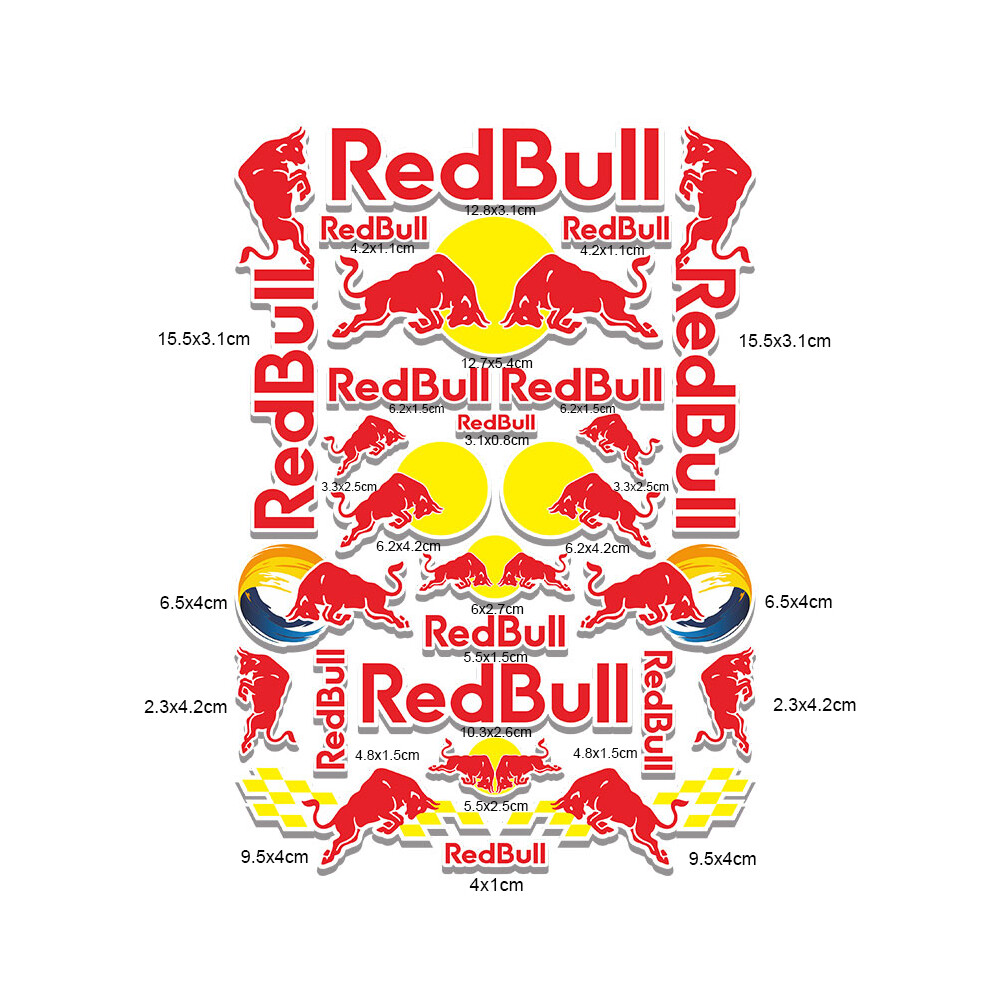 (A8042) Vinly Red Bull Sticker Decal Motorcycle Helmet Tank Logo KitVehicle Wraps