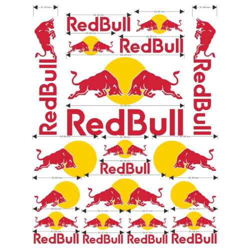 (FG101) Vinly Red Bull Sticker Decal Motorcycle Helmet Tank Logo KitVehicle Wraps