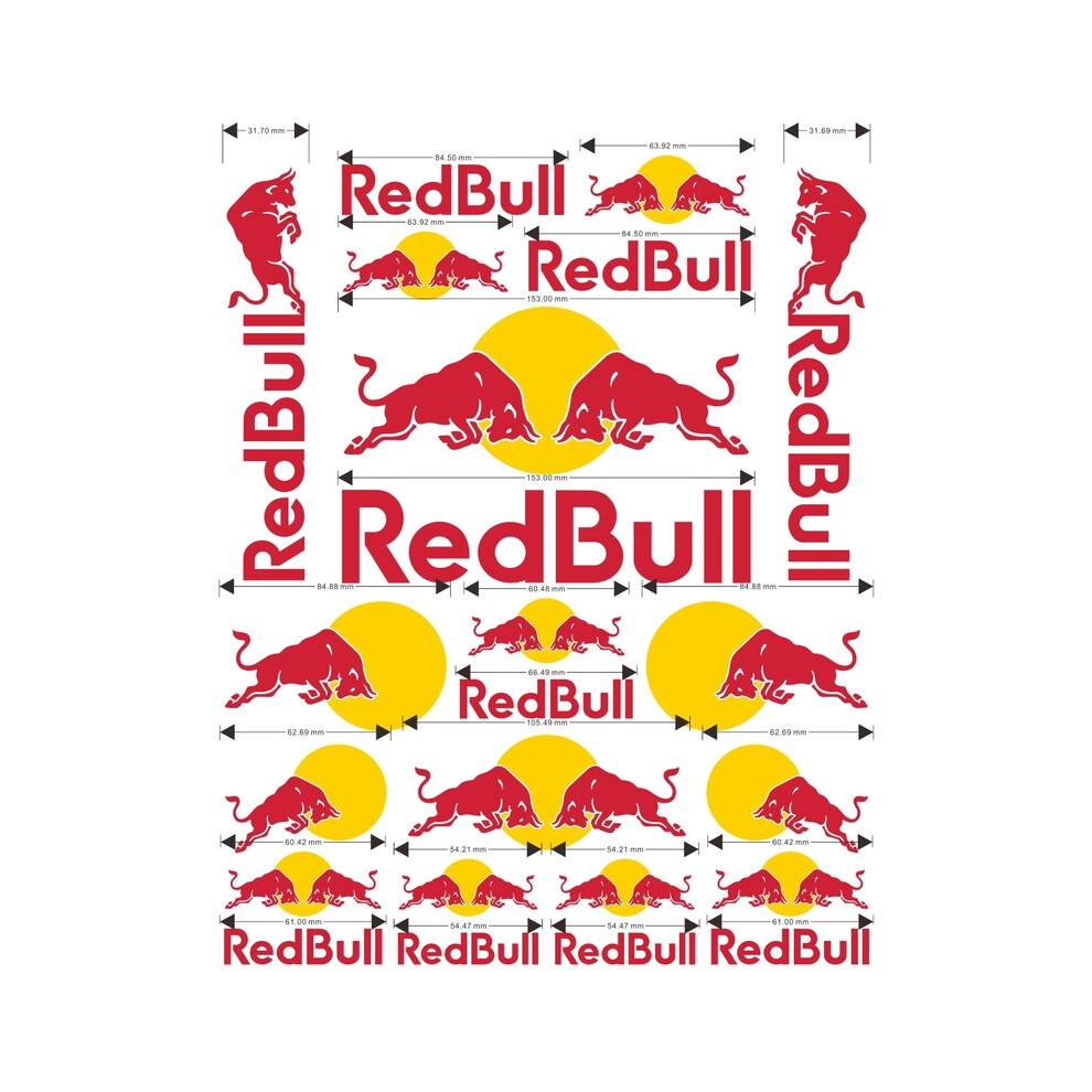 (FG101) Vinly Red Bull Sticker Decal Motorcycle Helmet Tank Logo KitVehicle Wraps