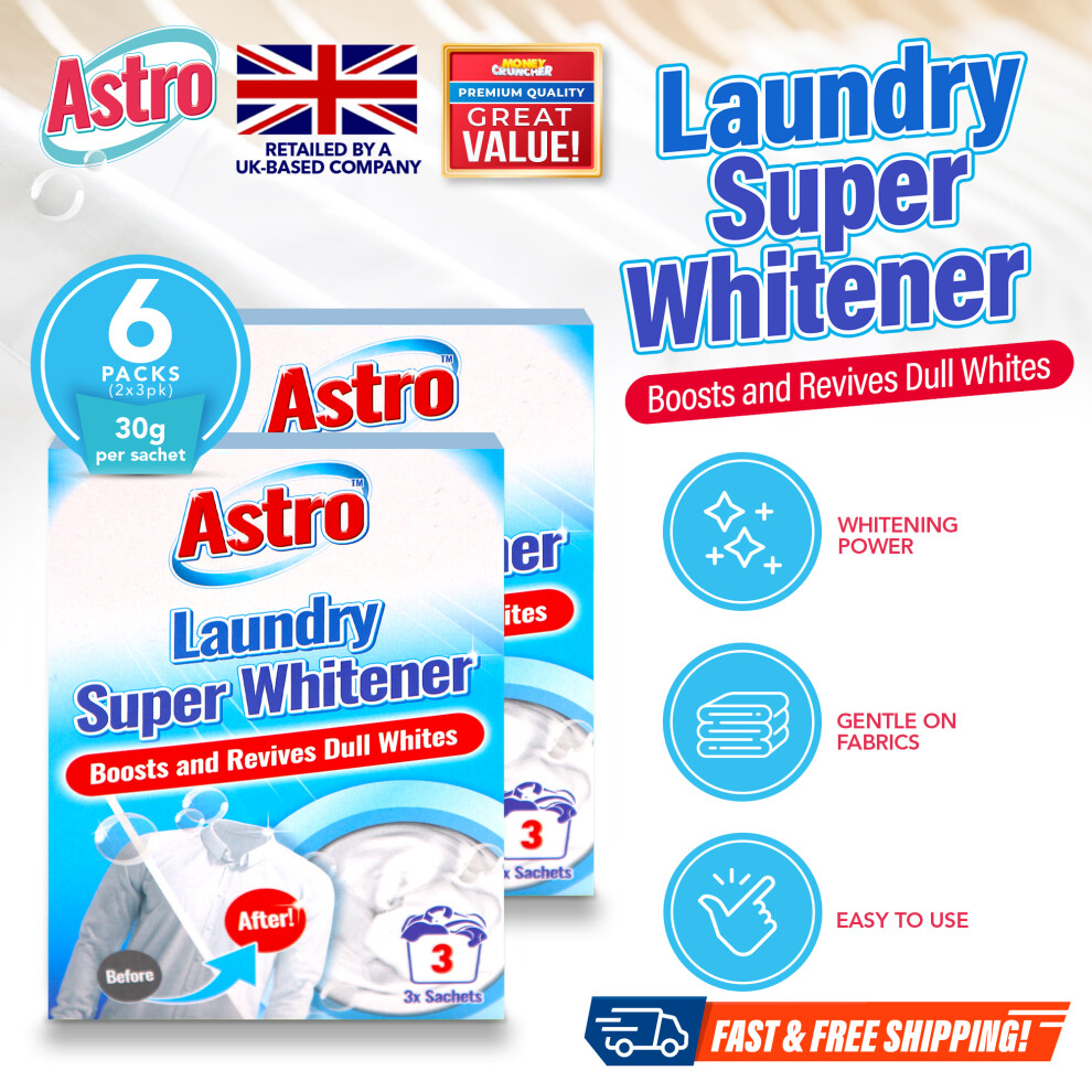 SOL 6pk Laundry Whitener for White Clothes, Fabric Stain Remover