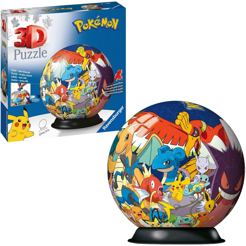 Ravensburger Pokemon 3D Jigsaw Puzzle Ball for Kids Age 6 Years Up - 72 Pieces - No Glue Required - Gifts for Boys and Girls