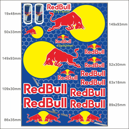 (PH003) Big Red Bull Sticker Decal Motorcycle Helmet Tank Logo KitVehicle Wraps