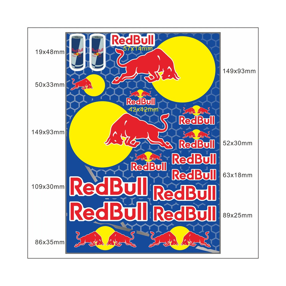 (PH003) Big Red Bull Sticker Decal Motorcycle Helmet Tank Logo KitVehicle Wraps