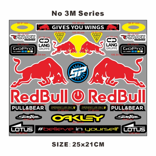 (PH004) Big Red Bull Sticker Decal Motorcycle Helmet Tank Logo KitVehicle Wraps