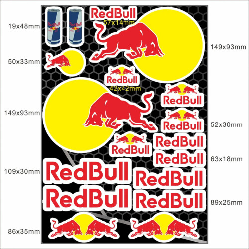 (PH001) Big Red Bull Sticker Decal Motorcycle Helmet Tank Logo KitVehicle Wraps