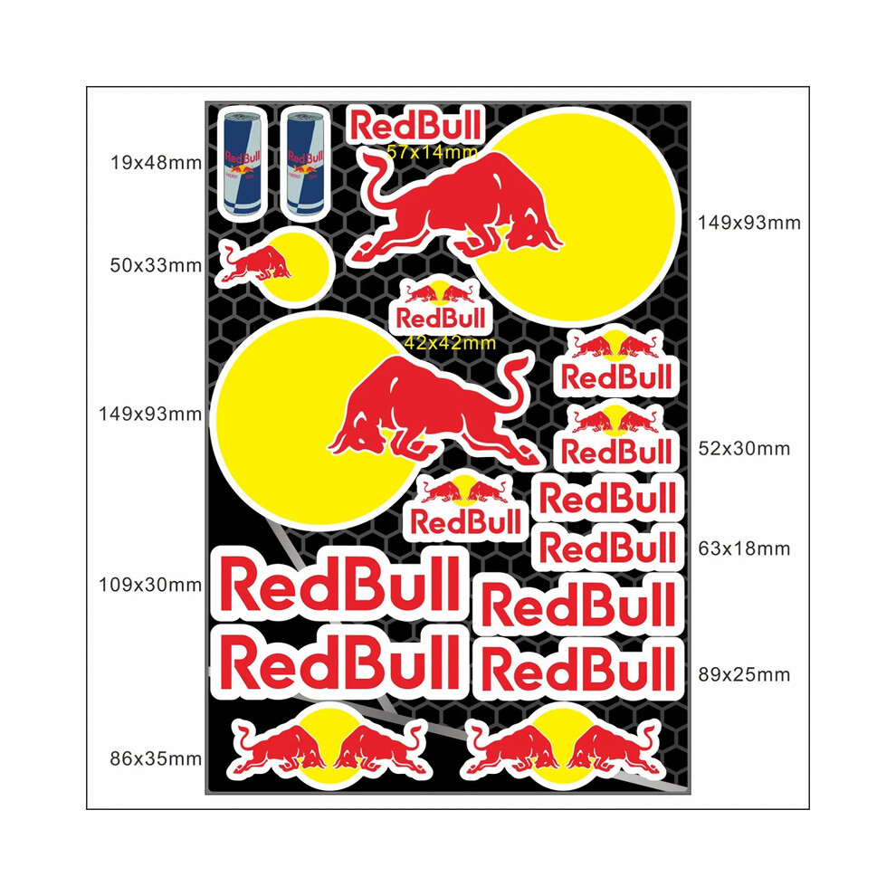 (PH001) Big Red Bull Sticker Decal Motorcycle Helmet Tank Logo KitVehicle Wraps