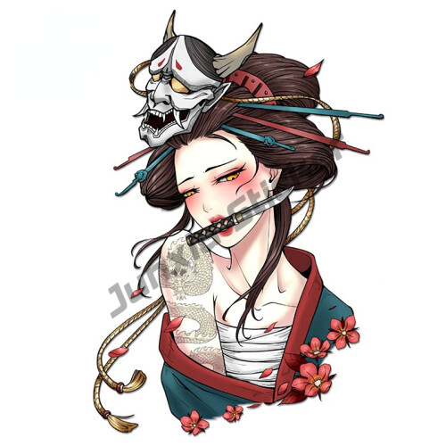 (16cm, Female Samurai 9) Creative Samurai Stickers for Japanese Female Samurai Car Stickers Vinyl