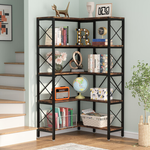 Tribesigns Tribesigns 5-Shelf Corner Bookshelf, Large Modern Corner Bookcase 1