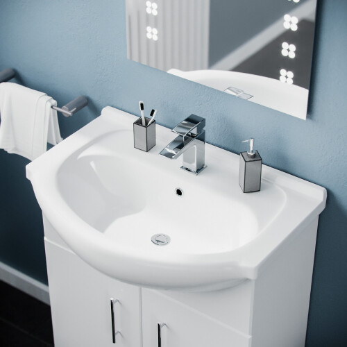 NES Home Dyon 650mm Floorstanding  White Vanity Basin Unit Flat Pack 1