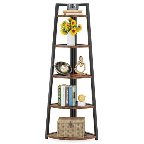 Tribesigns Tribesigns 70 inch Tall Corner Shelf, 5 Tier Rustic Corner Bookshelf 1