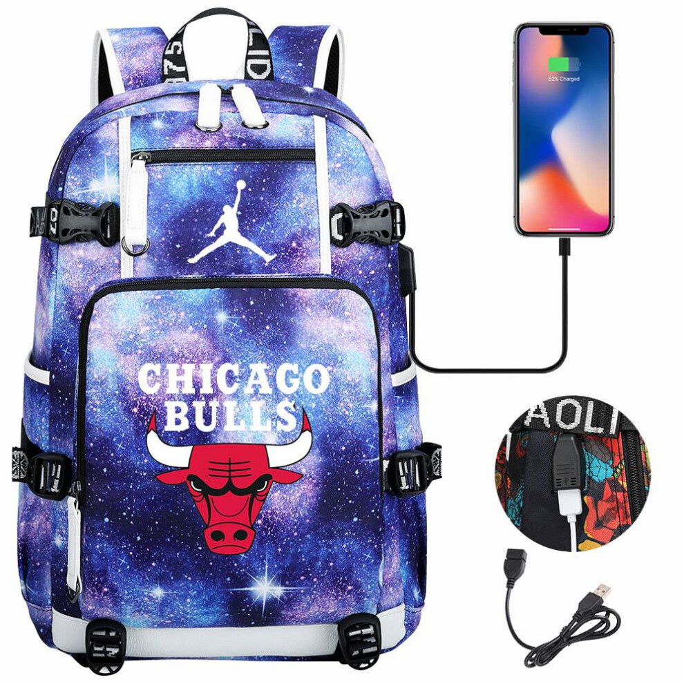 Photos - Backpack Basketball Football Player Jordan USB Ruckpack Kid Student School Bags(Style W)