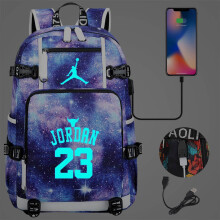 (Style 14) Basketball Football Player Jordan Backpack USB Ruckpack Kid Student School Bags