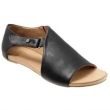 (Black - Cut Out Casual Beach Rome Sandles, UK 3.5 / EU 36) Womens-Ladies Peep Toe Buckle Flat Sandals Summer Holiday Comfy Shoes Size 6 7 8