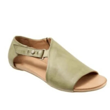 (Green - Ankle Strap Flat Shoes, UK 6.5 / EU 40) Womens-Ladies Peep Toe Buckle Flat Sandals Summer Holiday Comfy Shoes Size 6 7 8