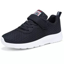 (Black, UK1.5) Boys Girls Running Sneakers Lightweight School Sports Shoes Kids Trainers Size