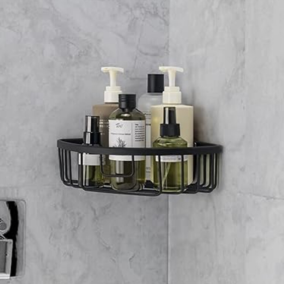 Single Corner Shower Bathroom Caddy Shelf Matte Black