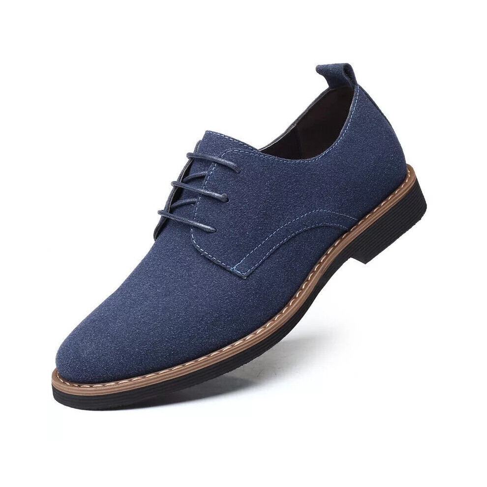 (UK 7=EU 41, Blue) Men's Casual Shoes Lace Up Formal Dress Shoes Suede Oxford Leather Shoes Size