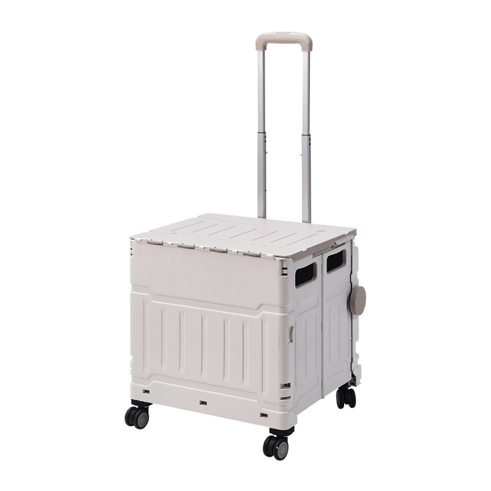 75L White Collapsible Rolling Utility Crate