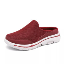 (UK 7-EU 41, Red) Mens Women Loafer Shoes Slip on Sneaker Mules Backless Slipper Causal Shoes Size
