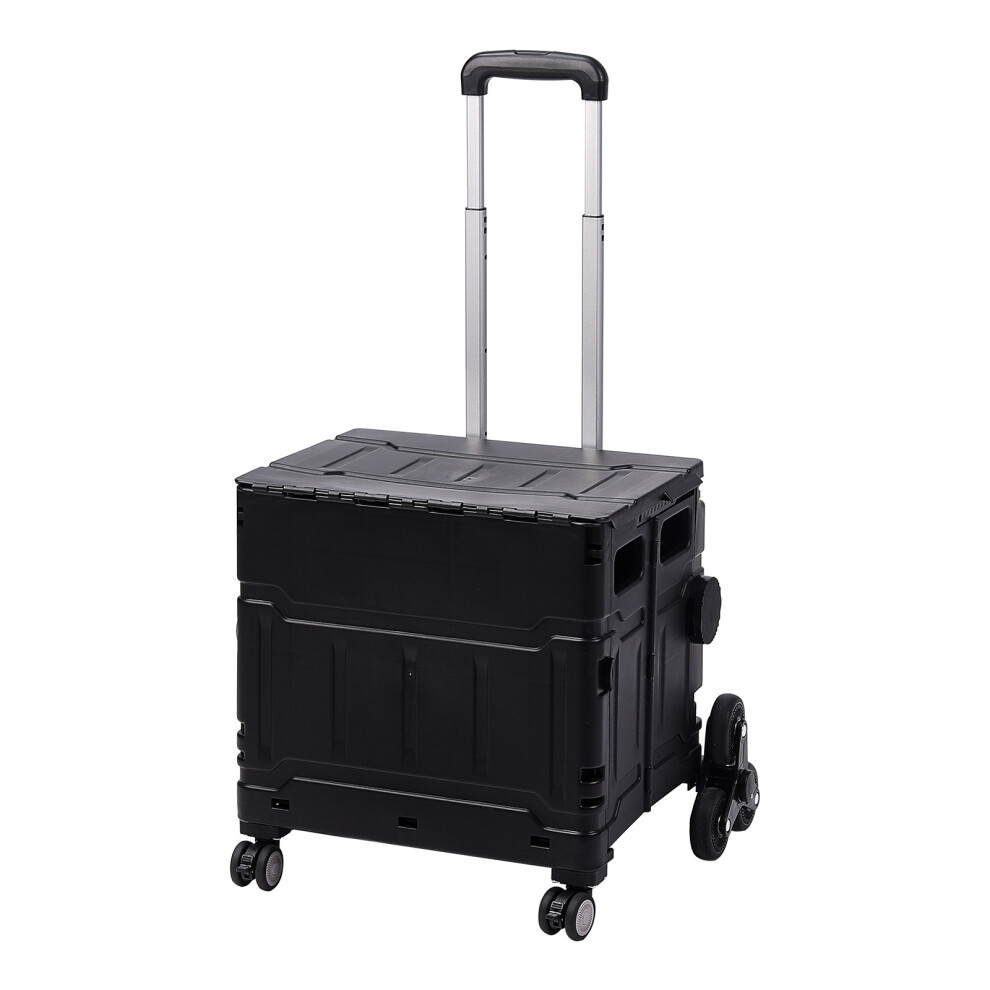 75L Black Collapsible Rolling Utility Crate