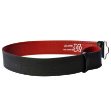(XL - 40" - 44") Leather Kilt Belt Celtic Serpent Red Lined Buckle Fastening 2.25" Wide, Scottish Made, 6 Sizes