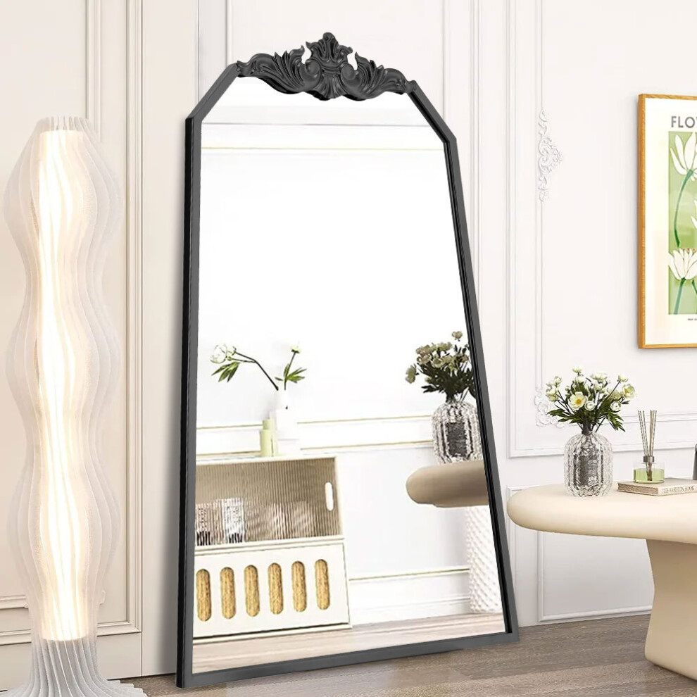 (Black) Full Length Large Mirror Leaner Wall Mirror Irregularity Mirror 180cm x 80cm