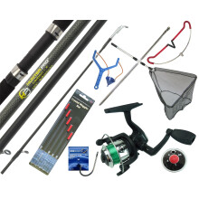 COMPLETE STARTER FISHING TACKLE SET KIT WITH HUNTER PRO ROD REEL TACKLE &amp; NET