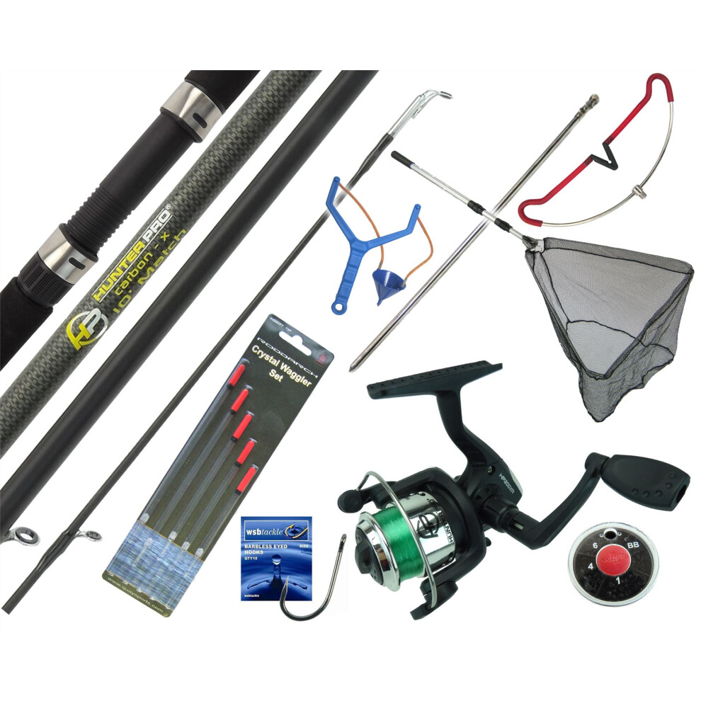 COMPLETE STARTER FISHING TACKLE SET KIT WITH HUNTER PRO ROD REEL TACKLE & NET