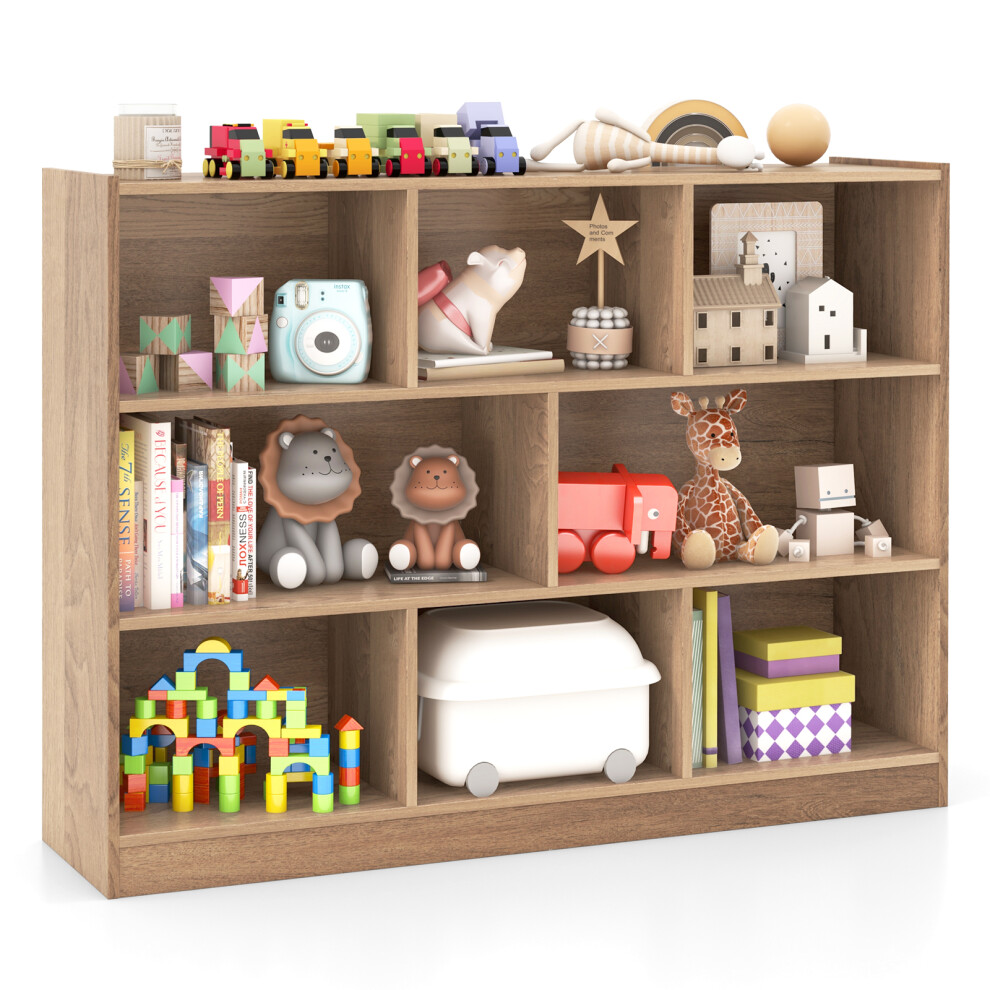 8-Cube 3-Tier White Wooden Bookcase with Open Cubes - Sturdy E0 Board, Top 60kg, 20kg per Cube