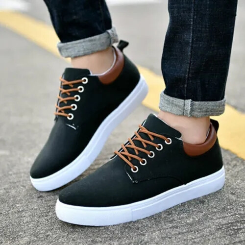 Black leather plimsolls mens best sale