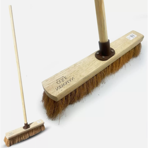 Outdoor Broom Head with Handle Garden Brush Sweeping Stiff Hard Yard