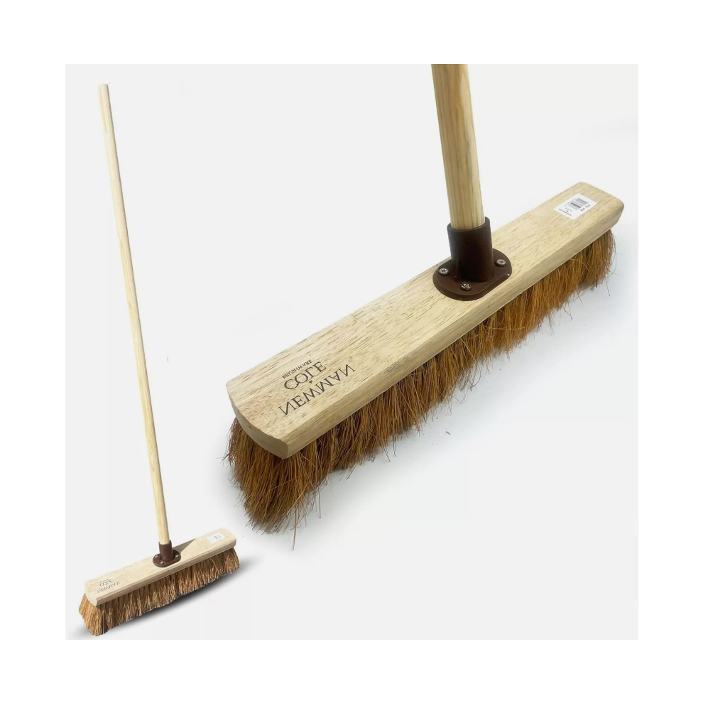 The Dustpan & Brush Store Outdoor Broom Head With Handle Garden Brush Sweeping Stiff Hard Yard