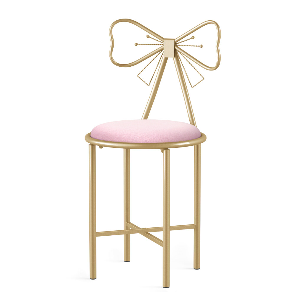 1 Pack Velvet Leather Makeup Dressing Chair Vanity Stool Pink