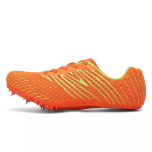 (Orange, UK Size 5=Tag Size 39) Womens Track Shoe Lace Up & Field Shoes Unisex Spikes Running Comfortable Nails