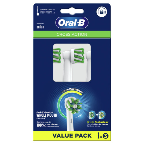 Oral-B Επαναφορτιζόμενη ηλεκτρική οδοντόβουρτσα Oral-B Cross Action, τρίχες βαθύ καθαρισμού, 3x