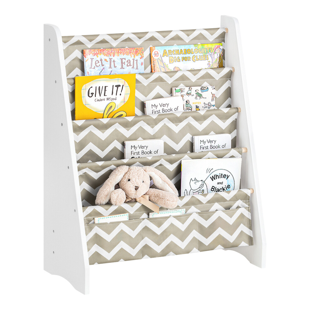 SoBuy KMB50-HG,Children Kids Bookcase Book Shelf 4 Tiers Sling Storage