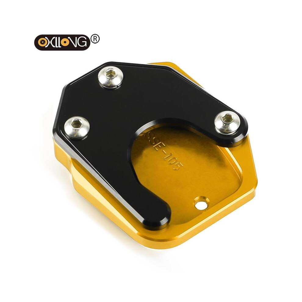 (gold black) Motorcycle CNC Kickstand Foot Side Stand Extension Pad Support Plate For