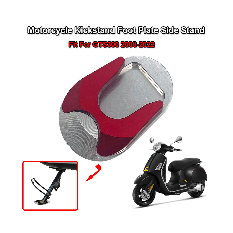 (Red) GTS 300 Motorcycle Kickstand Foot Plate Side Stand Extension Pad Support