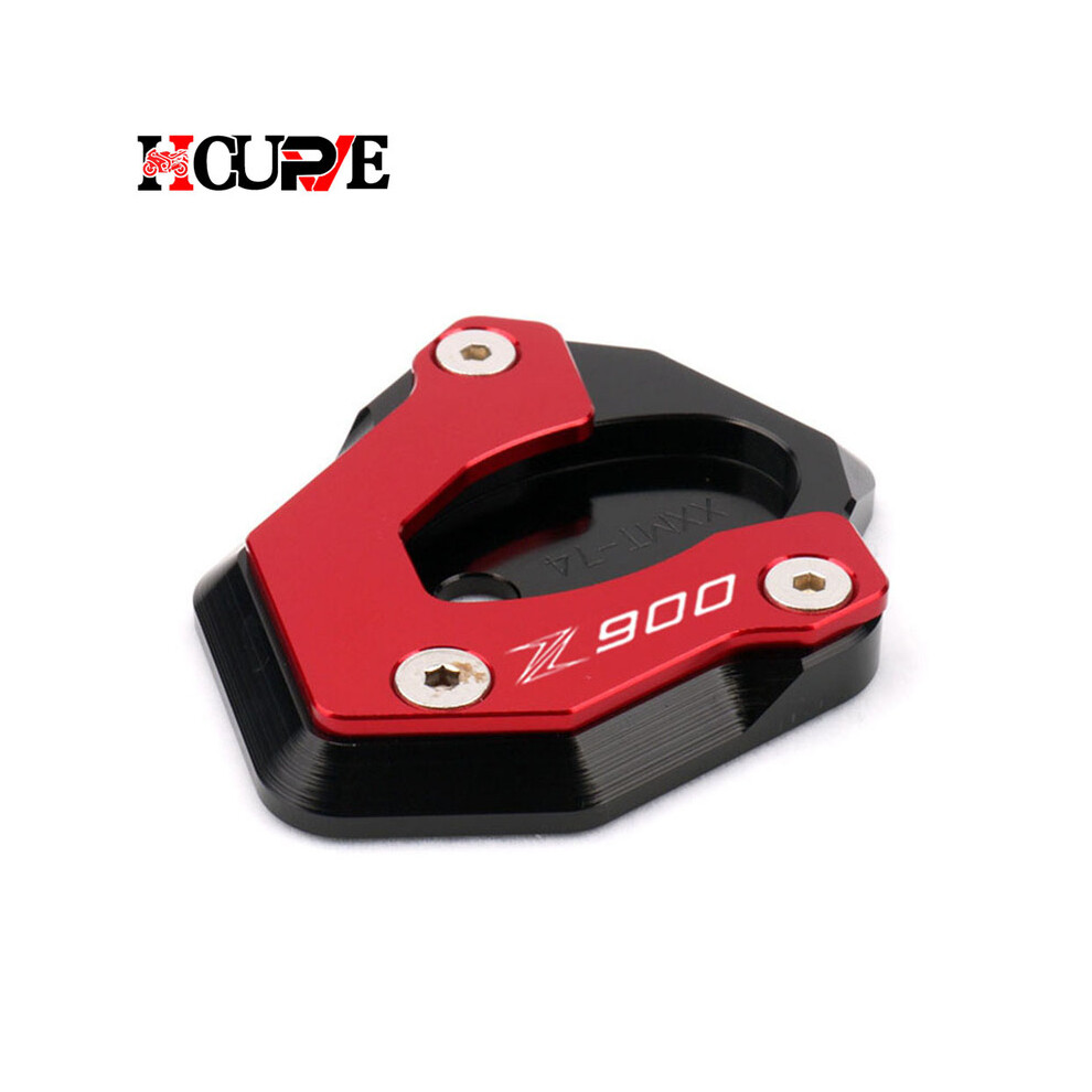 (Z900 Red) Motorcycle CNC Kickstand Foot Side Stand Extension Pad Support Plate For