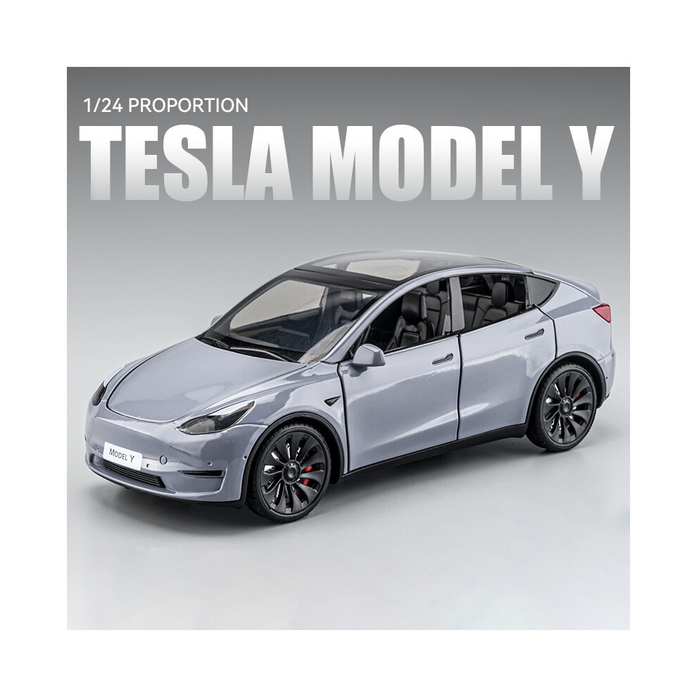 (Model Y Silver) 1:24 Tesla Model X Model Y Tesla Model 3 Alloy Die Cast Toy Car Model-image-OPC-PDZ5ZBP-NEW