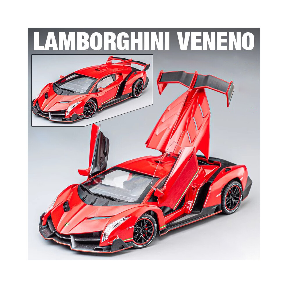 Maxpower Red/Light () 1:24 Lamborghinis Veneno Supercar Alloy Cast Toy Car Model Sound And