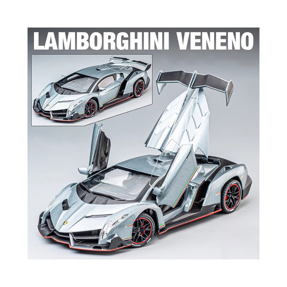 Maxpower Silver/Light () 1:24 Lamborghinis Veneno Supercar Alloy Cast Toy Car Model Sound And