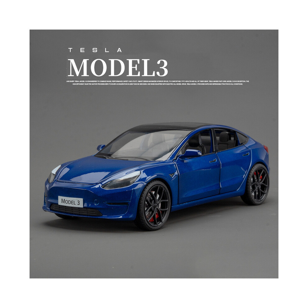 (Model 3 Blue) 1:24 Tesla Model 3 Model Y Model S Model X Alloy Die Cast Car Model Sound