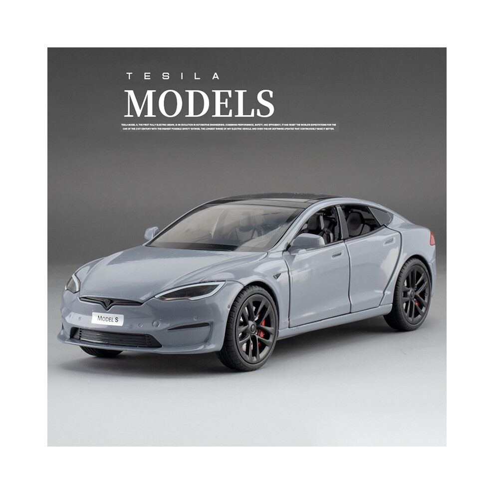 (Model S Silver) 1:24 Tesla Model 3 Model Y Model S Model X Alloy Die Cast Car Model Sound