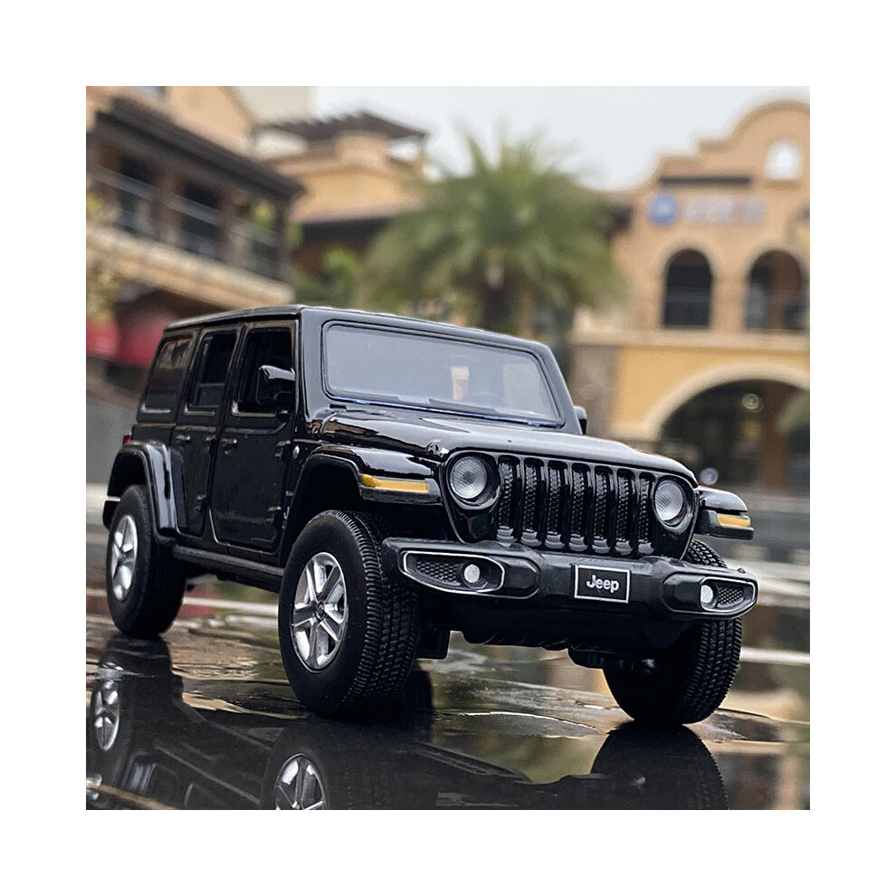 (Black) 1:32 Jeeps Wrangler Rubicon Alloy Car Model Diecast Metal Toy Off-road